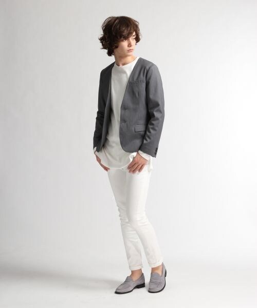 HARE（ハレ）の「ノーカラーテーラードジャケット（ジャケット/アウター・メンズ・ライトグレー/ネイビー・Ｓ/Ｍ）」の3枚目の写真