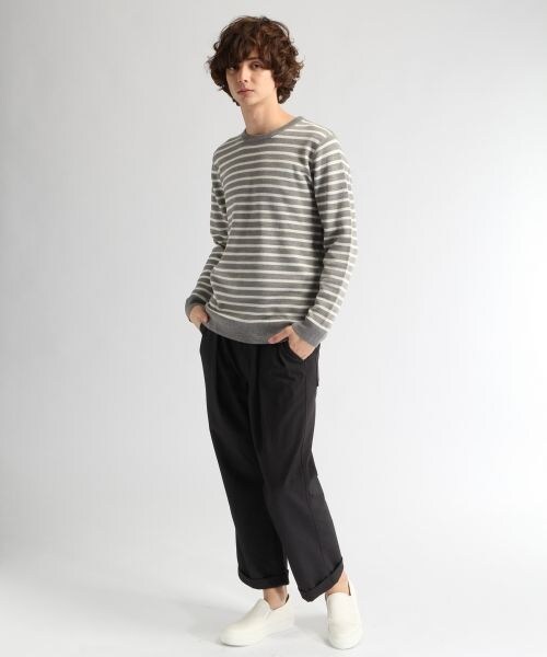 HARE（ハレ）の「リバーシブルボーダーニット（トップス・メンズ・オフホワイト/グレー/イエロー・Ｓ/Ｍ/Ｌ）」の9枚目の写真