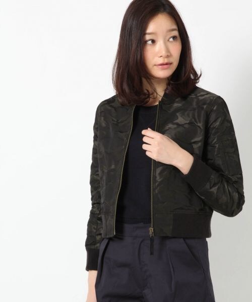 BLISS POINT Womens（ブリスポイント ウイメンズ）の「メモリータフタMA-1（ジャケット/アウター・レディース・ホワイト/ネイビー/カモフラ・Ｍ/Ｌ）」の2枚目の写真