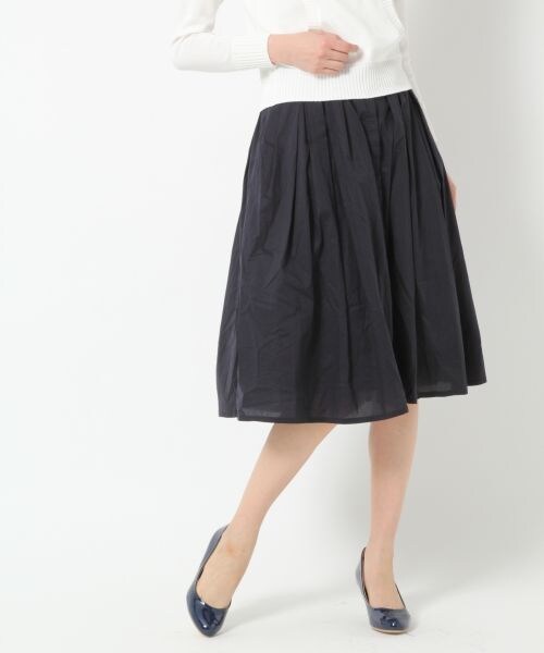 BLISS POINT Womens（ブリスポイント ウイメンズ）の「フロントアキコットンスカート（スカート・レディース・ホワイト/ネイビー・Ｍ/Ｌ）」の2枚目の写真