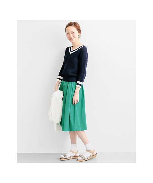 URBAN RESEARCH（アーバンリサーチ）の「ミディ丈タフタギャザースカート（スカート・レディース・WHITE/GREEN/NAVY・FREE）」の11枚目の写真