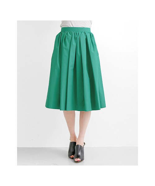 URBAN RESEARCH（アーバンリサーチ）の「ミディ丈タフタギャザースカート（スカート・レディース・WHITE/GREEN/NAVY・FREE）」の15枚目の写真