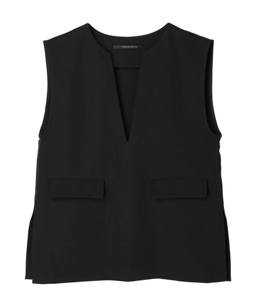 YECCA VECCA（イェッカヴェッカ）の「Vネックプルオーバーベスト（トップス・アイボリー/ブラック・F）」の14枚目の写真