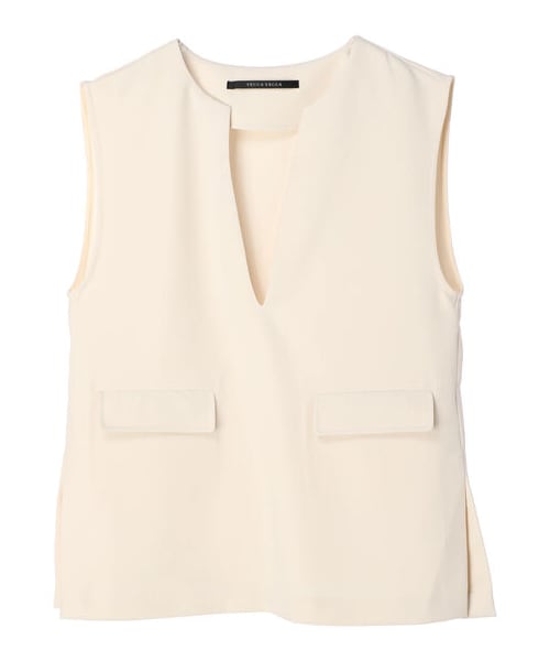 YECCA VECCA（イェッカヴェッカ）の「Vネックプルオーバーベスト（トップス・アイボリー/ブラック・F）」の13枚目の写真