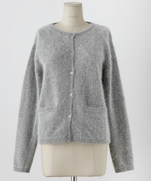 imvely | ノーカラーアンゴラコンビカーディガン(カーディガン/ボレロ)