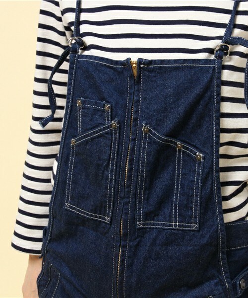 Johnbull Private labo（ジョンブルプライベートラボ）の「フレンチサロペット（サロペット/オーバーオール・レディース・インディゴブルー・SMALL/MEDIUM/LARGE/X-LARGE）」の5枚目の写真