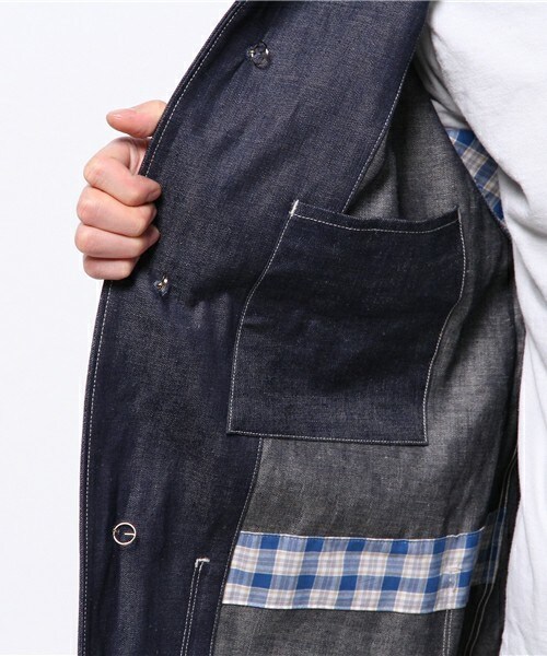 Johnbull Private labo(ジョンブルプライベートラボ)の「デニムワークコート(テーラードジャケット・メンズ・ノンウォッシュ・SMALL/MEDIUM/LARGE)」の12枚目の写真