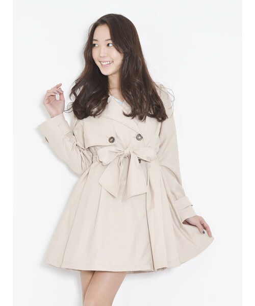 dazzlin（ダズリン）の「【dazzlin】丸襟ビックリボントレンチコート（ジャケット/アウター・レディース・ネイビー/ベージュ/キャメル・S/M）」の5枚目の写真