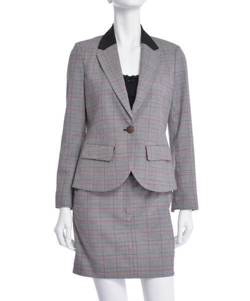 EATME（イートミー）の「バイカラーグレンチェックJK（ジャケット/アウター・レディース・グレー/ブラウン・S/M）」の4枚目の写真