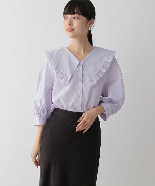 LOWRYS FARM（ローリーズファーム）の「ＢＩＧフリルカラーブラウス（トップス・ホワイト05/ブラック09/サックスブルー82・FREE）」の18枚目の写真