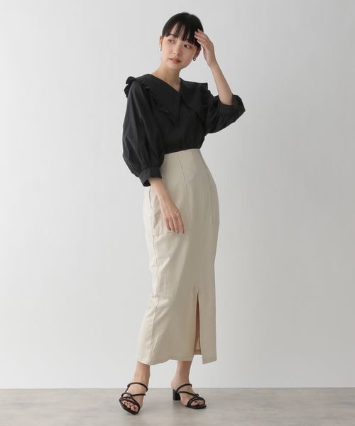 LOWRYS FARM（ローリーズファーム）の「ＢＩＧフリルカラーブラウス（トップス・ホワイト05/ブラック09/サックスブルー82・FREE）」の13枚目の写真