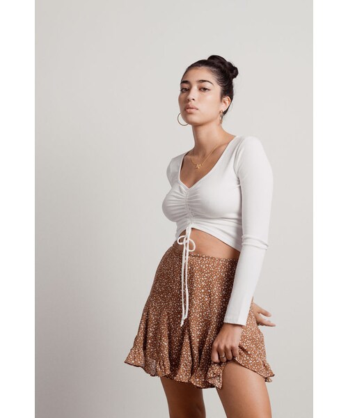 TOBI（-）の「No Love Burgundy Ruched Ribbed Front Tie Crop Top（トップス・レディース・other）」の2枚目の写真