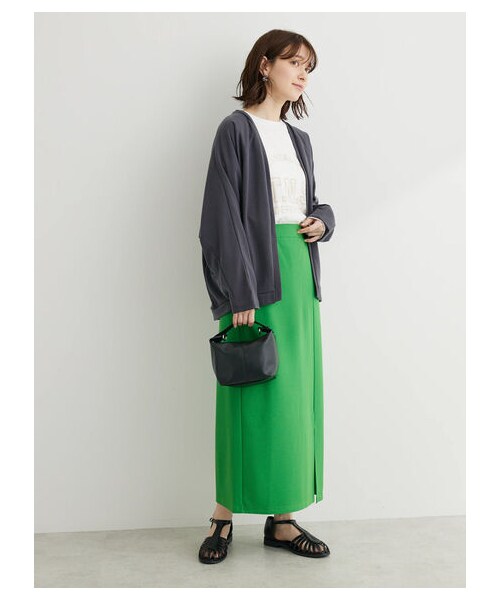 Green Parks(グリーンパークス)の「カットジョーゼットIラインスカート(スカート・アイボリー/ブラック/グリーン・F)」の2枚目の写真