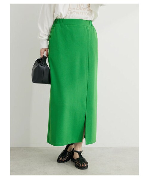 Green Parks(グリーンパークス)の「カットジョーゼットIラインスカート(スカート・アイボリー/ブラック/グリーン・F)」の1枚目の写真