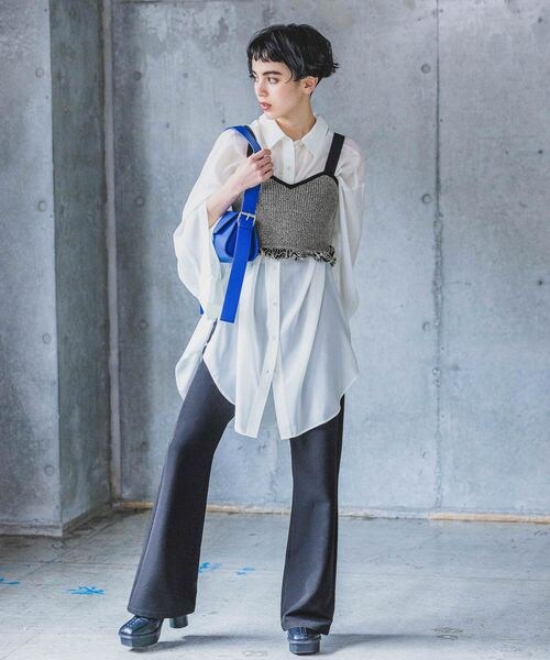 PAGEBOY（ページボーイ）の「メランジフリンジビスチェ（トップス・レディース・オフホワイト05/ブラック09/ピンク25・F）」の11枚目の写真