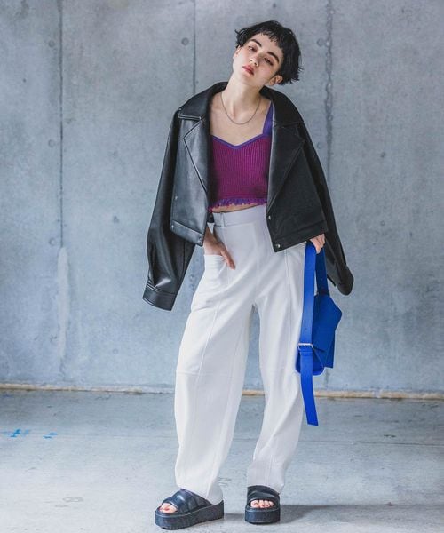 PAGEBOY（ページボーイ）の「メランジフリンジビスチェ（トップス・レディース・オフホワイト05/ブラック09/ピンク25・F）」の14枚目の写真