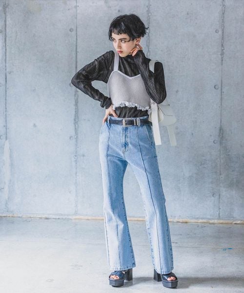 PAGEBOY（ページボーイ）の「メランジフリンジビスチェ（トップス・レディース・オフホワイト05/ブラック09/ピンク25・F）」の6枚目の写真