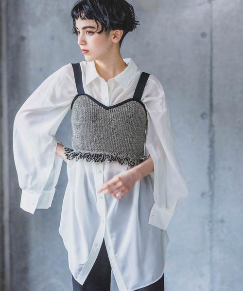 PAGEBOY（ページボーイ）の「メランジフリンジビスチェ（トップス・レディース・オフホワイト05/ブラック09/ピンク25・F）」の9枚目の写真