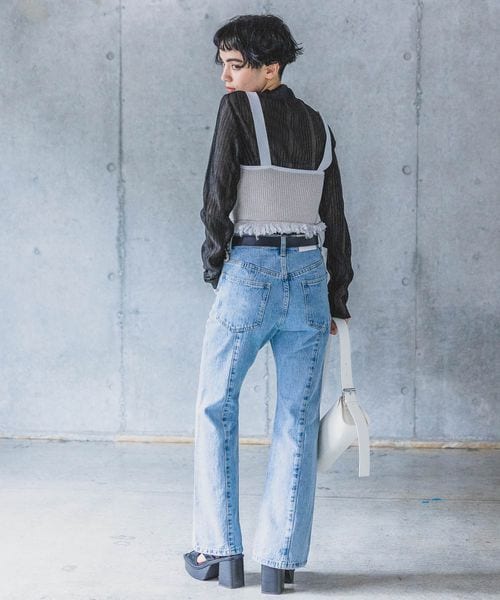 PAGEBOY（ページボーイ）の「メランジフリンジビスチェ（トップス・レディース・オフホワイト05/ブラック09/ピンク25・F）」の7枚目の写真