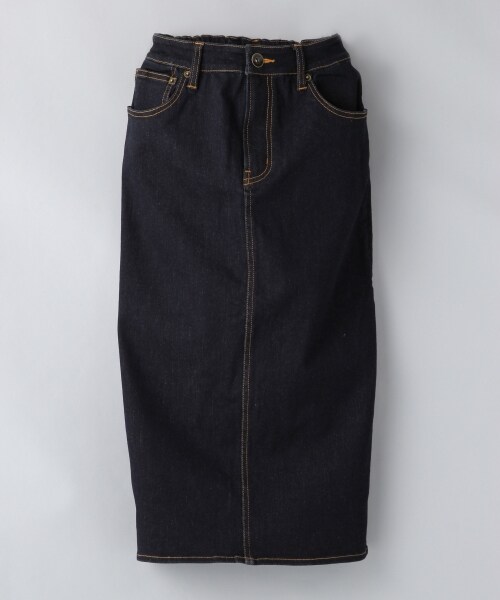 JEANASIS（ジーナシス）の「【先行予約】DENIMミモレタイトスカート（スカート・レディース・ホワイトデニム/ダークインディゴブルー・FREE）」の2枚目の写真