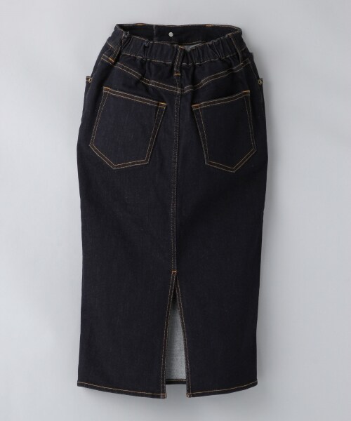 JEANASIS（ジーナシス）の「【先行予約】DENIMミモレタイトスカート（スカート・レディース・ホワイトデニム/ダークインディゴブルー・FREE）」の3枚目の写真