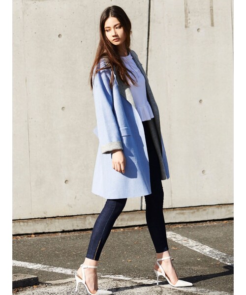 EMODA（エモダ）の「light wool JK コート（ジャケット/アウター・レディース・ホワイト/グレー/ピンク/アイスブルー・F）」の7枚目の写真