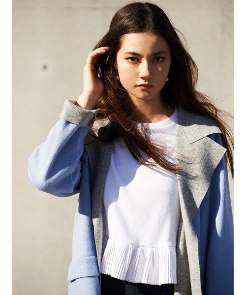 EMODA（エモダ）の「light wool JK コート（ジャケット/アウター・レディース・ホワイト/グレー/ピンク/アイスブルー・F）」の8枚目の写真