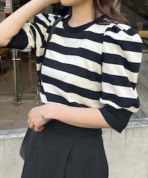 one after another NICE CLAUP | ボーダー裏毛トップス(Tシャツ/カットソー)