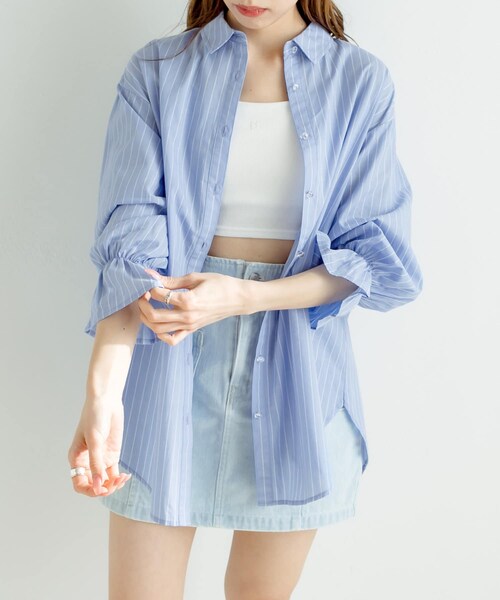 OLIVE des OLIVE（オリーブデオリーブ）の「【アンサンブル対応/WEB限定カラーあり】クアンクシャツ（トップス・レディース・オフホワイト/ブルー/サックスブルー/ミント/サーモンピンク/ブルー系その他・FREE）」の3枚目の写真