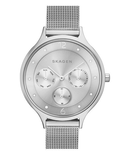SKAGEN（スカーゲン）の「Skagen 'Anita' Crystal Index Chronograph Mesh Strap Watch, 36mm（アナログ腕時計・レディース・Silver）」の2枚目の写真