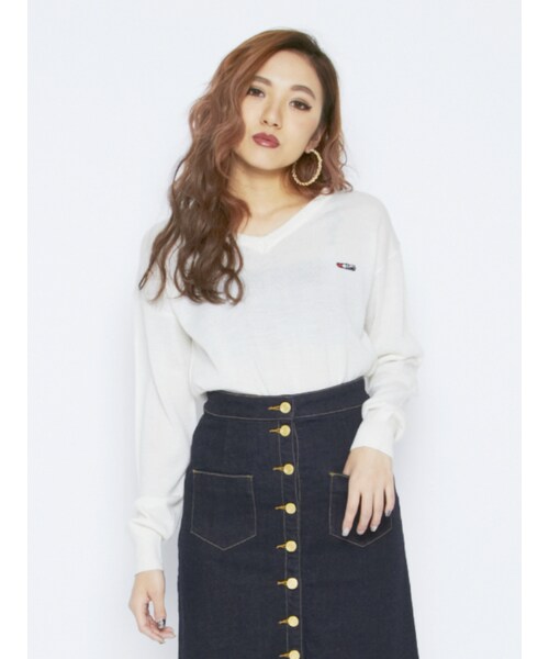 EVRIS（エヴリス）の「BASICニットＰＯ（トップス・レディース・オフホワイト/ブラック/レッド/ミックス）」の5枚目の写真