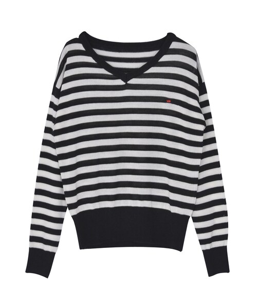 EVRIS（エヴリス）の「BASICニットＰＯ（トップス・レディース・オフホワイト/ブラック/レッド/ミックス）」の4枚目の写真