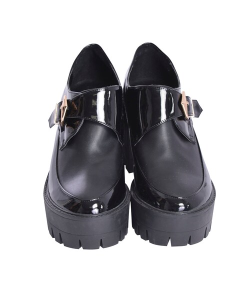 EVRIS（エヴリス）の「ワイドバックルチャンキシューズ（シューズ・レディース・ホワイト/ブラック/ミックス・S/M/L）」の5枚目の写真