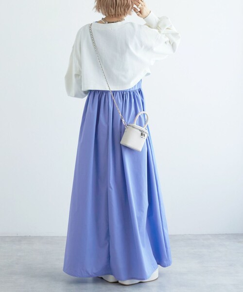 w closet（ダブルクローゼット）の「【SETアイテム】ショート丈スウェット＆異素材ワンピース（ワンピース/ドレス・レディース・オフホワイト/サックス/ベージュ/ブラック・FREE）」の21枚目の写真