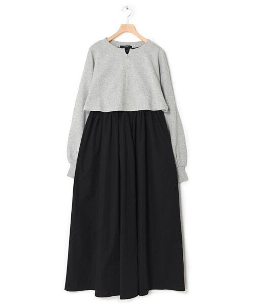 w closet（ダブルクローゼット）の「【SETアイテム】ショート丈スウェット＆異素材ワンピース（ワンピース/ドレス・レディース・オフホワイト/サックス/ベージュ/ブラック・FREE）」の8枚目の写真