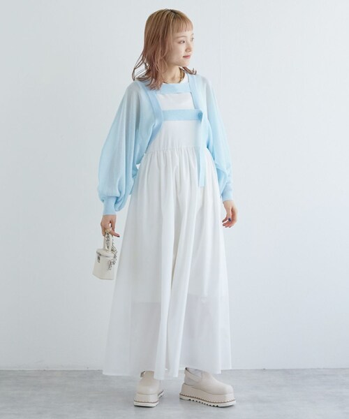 w closet（ダブルクローゼット）の「【SETアイテム】ショート丈スウェット＆異素材ワンピース（ワンピース/ドレス・レディース・オフホワイト/サックス/ベージュ/ブラック・FREE）」の15枚目の写真