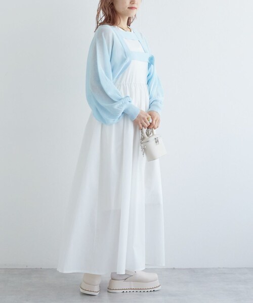 w closet（ダブルクローゼット）の「【SETアイテム】ショート丈スウェット＆異素材ワンピース（ワンピース/ドレス・レディース・オフホワイト/サックス/ベージュ/ブラック・FREE）」の16枚目の写真