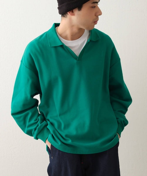 CIAOPANIC TYPY（チャオパニックティピー）の「オーバーサイズスキッパーポロ（ポロシャツ・メンズ・オフホワイト/イエロー/グリーン/ブルー/ネイビー・M/L）」の4枚目の写真