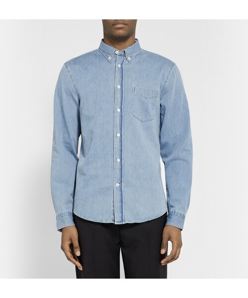 Acne Studios(アクネストゥディオズ)の「Acne Studios Isherwood Button-Down Collar Washed-Denim Shirt(シャツ/ブラウス・メンズ・Blue・IT 48 (UK/US 15.5)/IT 50 (UK/US 16)/IT 54 (UK/US 17)/IT 46 (UK/US 15)/IT 52 (UK/US 16.5))」の5枚目の写真