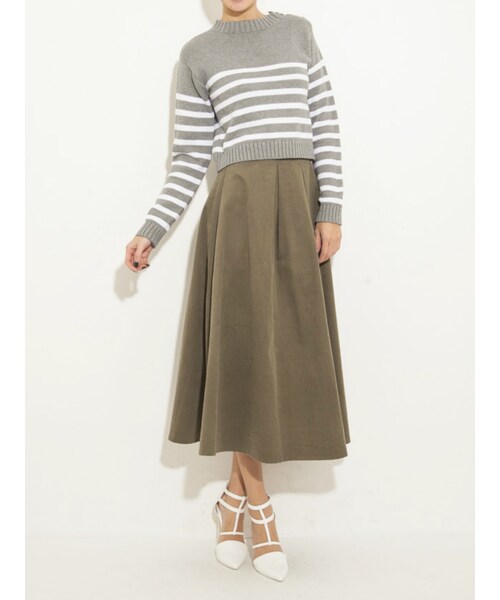 GYDA（ジェイダ）の「ツイルタックマキシSK（スカート・レディース・ブラック/ベージュ/カーキ・S/M）」の5枚目の写真