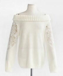 DHOLIC | シースルーレースオフショルダーニット(ニット/セーター)