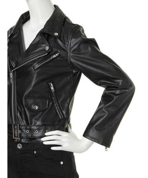 jouetie（ジュエティ）の「合皮ダブルライダース（ジャケット/アウター・レディース・ブラック/ボルドー/ネイビー・M）」の8枚目の写真