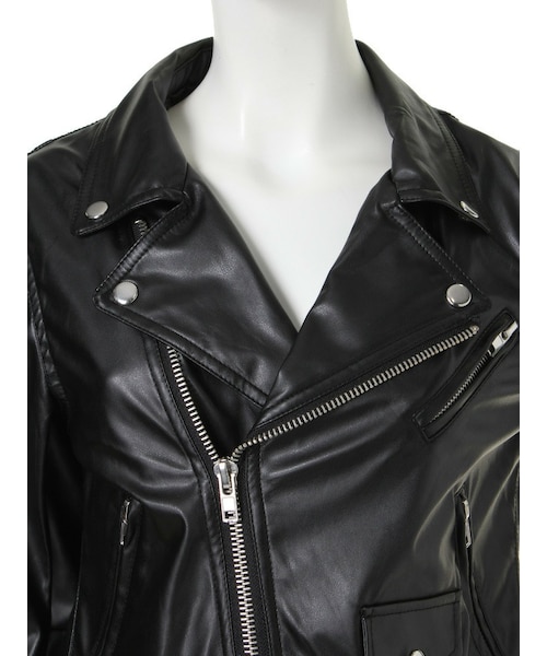 jouetie（ジュエティ）の「合皮ダブルライダース（ジャケット/アウター・レディース・ブラック/ボルドー/ネイビー・M）」の7枚目の写真