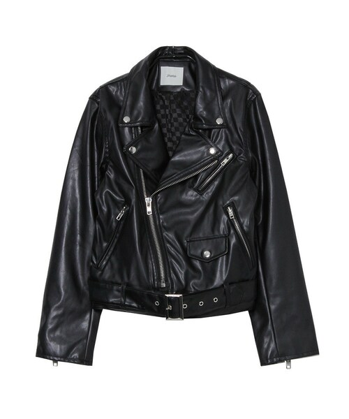 jouetie（ジュエティ）の「合皮ダブルライダース（ジャケット/アウター・レディース・ブラック/ボルドー/ネイビー・M）」の11枚目の写真