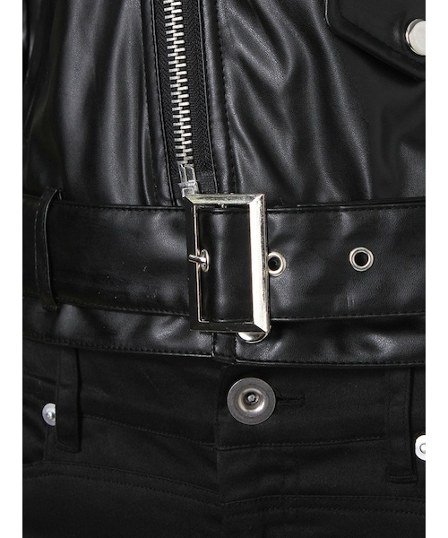 jouetie（ジュエティ）の「合皮ダブルライダース（ジャケット/アウター・レディース・ブラック/ボルドー/ネイビー・M）」の10枚目の写真