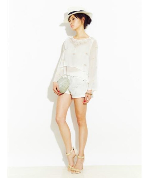 LAGUNAMOON（ラグナムーン）の「【CASUAL】カラーボーイフレンドショートパンツ（パンツ・レディース・ホワイト/ピンク/アイスブルー/ネイビー・S/M）」の5枚目の写真