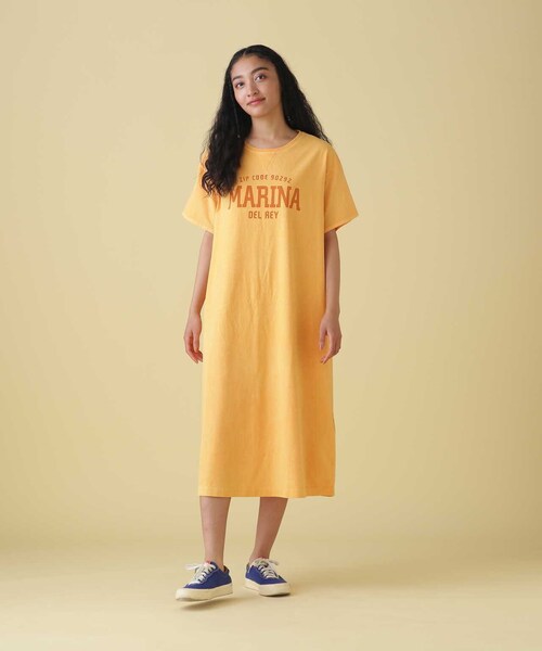 AVIREX（アヴィレックス）の「FADE WASH ONEPIECE/ フェイドウォッシュワンピース（ワンピース/ドレス・イエロー/サックス/チャコール・F）」の4枚目の写真