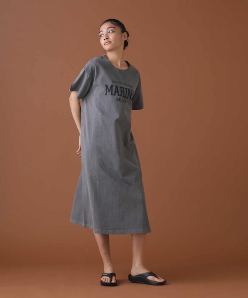 AVIREX（アヴィレックス）の「FADE WASH ONEPIECE/ フェイドウォッシュワンピース（ワンピース/ドレス・イエロー/サックス/チャコール・F）」の2枚目の写真
