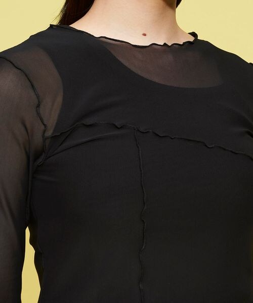 FOREVER 21(フォーエバー トゥエンティーワン)の「シアーメロウメッシュロンT(トップス・レディース・アイボリー08/ブラック09/グリーン73・F)」の10枚目の写真