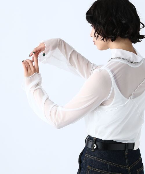 PAGEBOY（ページボーイ）の「アシメメローシアータートル（トップス・レディース・モノトーン柄01/英字×ホワイト02/オフホワイト05/タトゥー×ブラック08/ブラック09/グリーン75/ブルー柄80・F）」の17枚目の写真